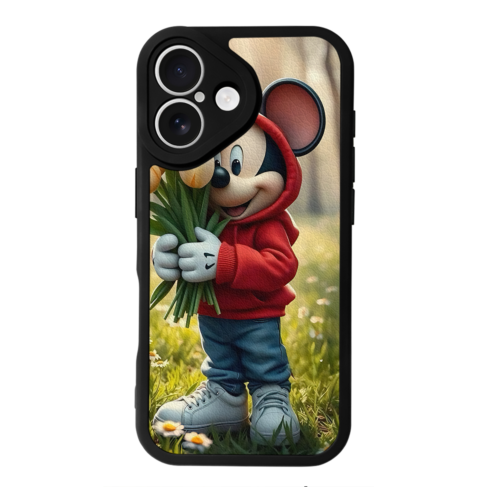 （画像用） ミッキーマウス Mickey Mouse 【iPhone 16シリーズ対応】シリコンスマホケース（レザー調） 材質：シリコン